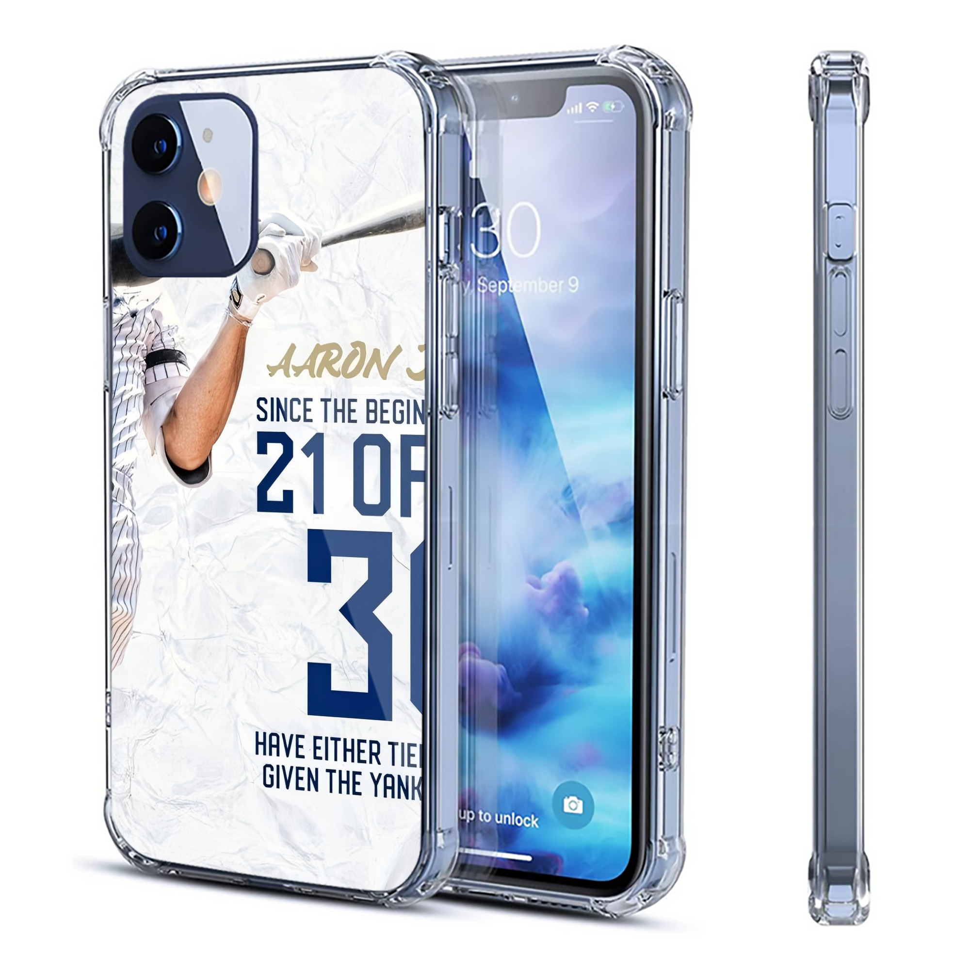 Aaron Judge 30 Home Runs Clear IPhone 12 Case – Soft TPU With UV Print – Enhanced Drop Protection, Precise Fit, Anti-Fingerprint, Customizable Design, Scratch-Resistant, Yellow-Resistant
